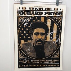 Richard Pryor Art Print - Black and Gold 18x24” unframed 97/100 signed by artist